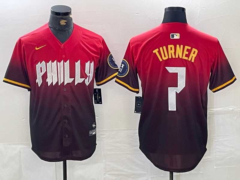 Men%27s Philadelphia Phillies #7 Trea Turner Red 2024 City Cool Base Jersey->philadelphia phillies->MLB Jersey